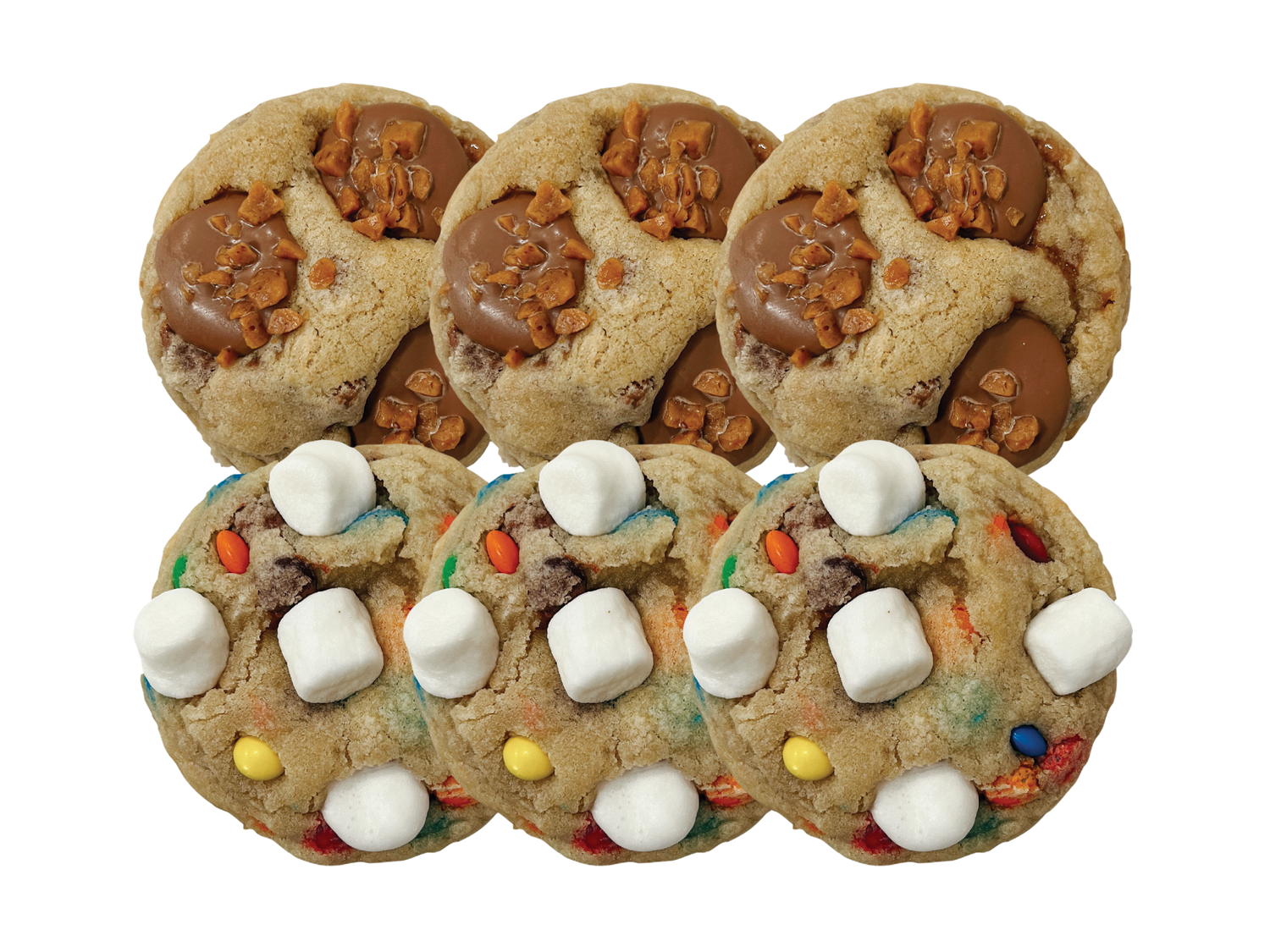 Custom Dozen 2 Flavours: Caramilk Crunch, Marshmallow M&amp;M cookies